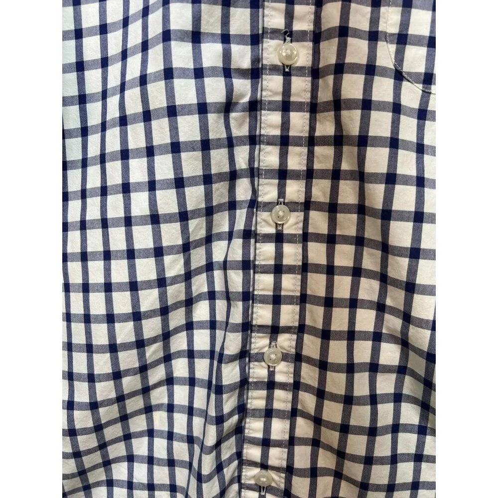 J. Crew Men's Slim Fit Button Down Shirt Long Sleeve Size S Navy White Check